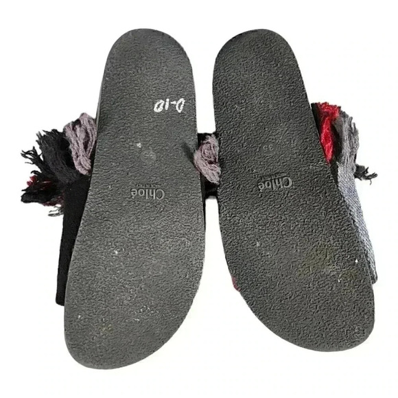 Chloe Slide Sandal Kerenn Kilim Black Gray Red 5 Leather Striped Fringe 35 - Picture 9 of 10